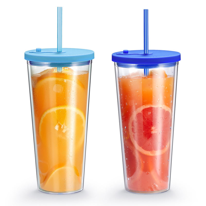 Bellaforte Insulated 32oz Acrylic Tumblers with Lids & Straws - Set of 2