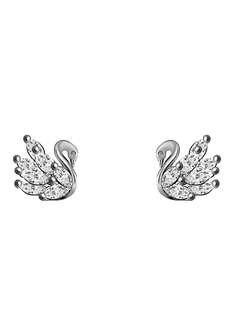 GIVA 925 Sterling Silver Hypoallergenic Stud Earrings for Women and Girls Shining Swan