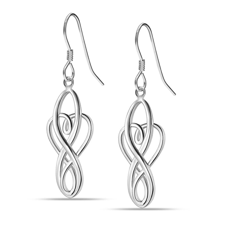 925 Sterling Silver Irish Celtic Knot Drop Dangle Earrings 40mm Women's Jewelry