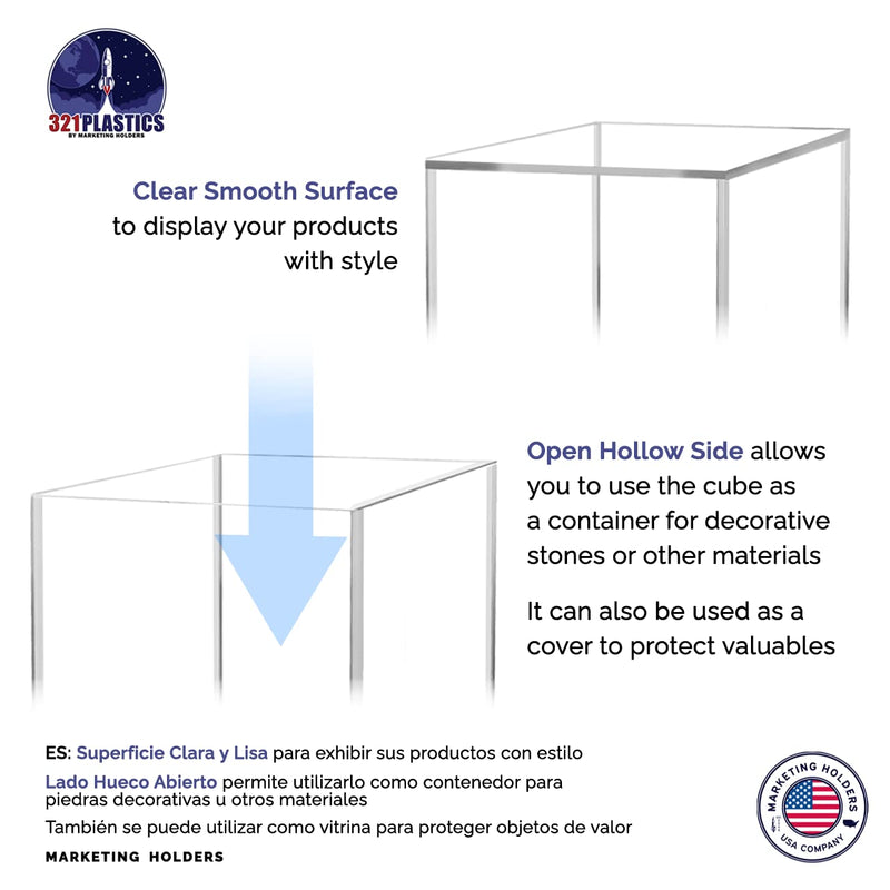 5 INch Acrylic Display Riser Box with One Open Side No Lid Versatile Clear Square Lucite