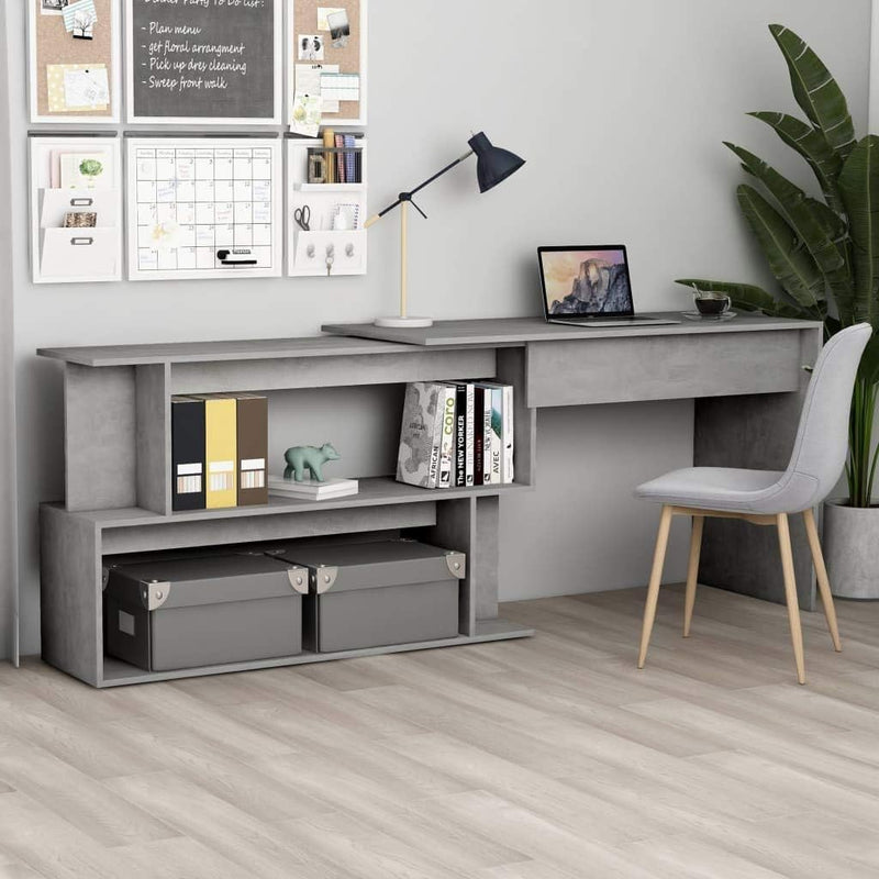 vidaXL Corner Desk Concrete Gray 47.2"x19.7"x29.9" Chipboard