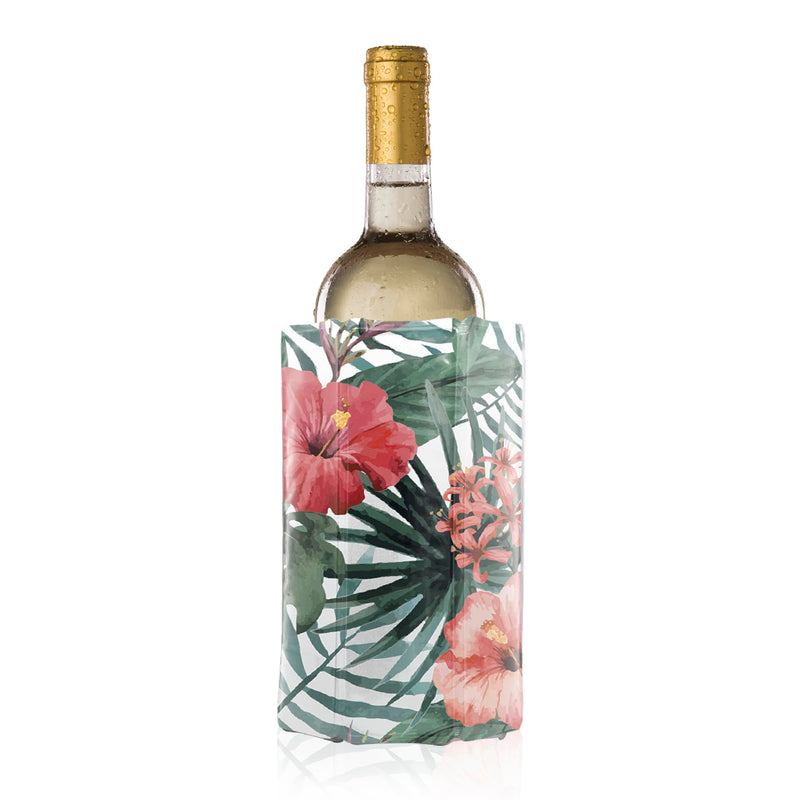 Vacu Vin Active Cooler Wine Chiller - Reusable, Flexible Wine Bottle Cooler - Floral Print - Wine Cooler Sleeve For Standard Size Bottles - Insulated Wine Bottle Chiller to Keep Wine Cold