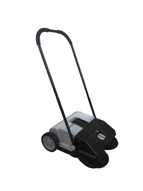 Dapper Supply Walk-Behind Outdoor Hand Push Floor Sweeper - 6.5 Gallon Capacity - 22" Sweeping Width - Sweeps up to 25,500 ft² / Hour, Grey