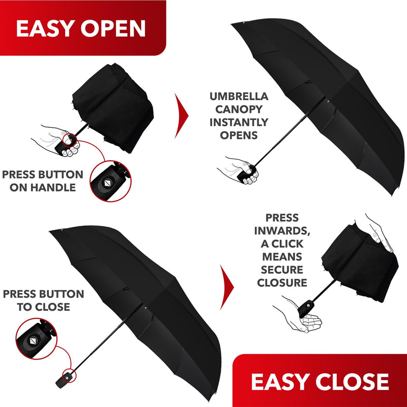 Windproof Inverted Travel Umbrella with Auto Open Close - 48 Inch