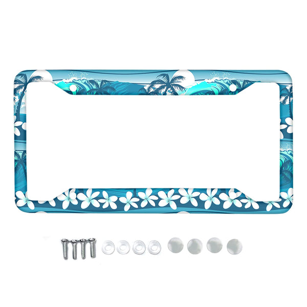 Horeset Wave Palm Tree Bauhinia Print License Plate Frame for Women