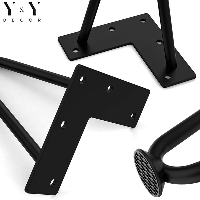 Y&y Decor Heavy Duty Hairpin Furniture Legs Nightstand Black 4pcs 6 Inch