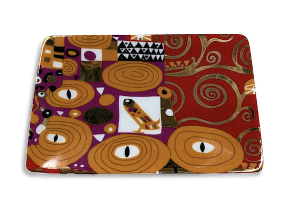 MUSART Klimt Red Decorative Mini Rectangle Plate