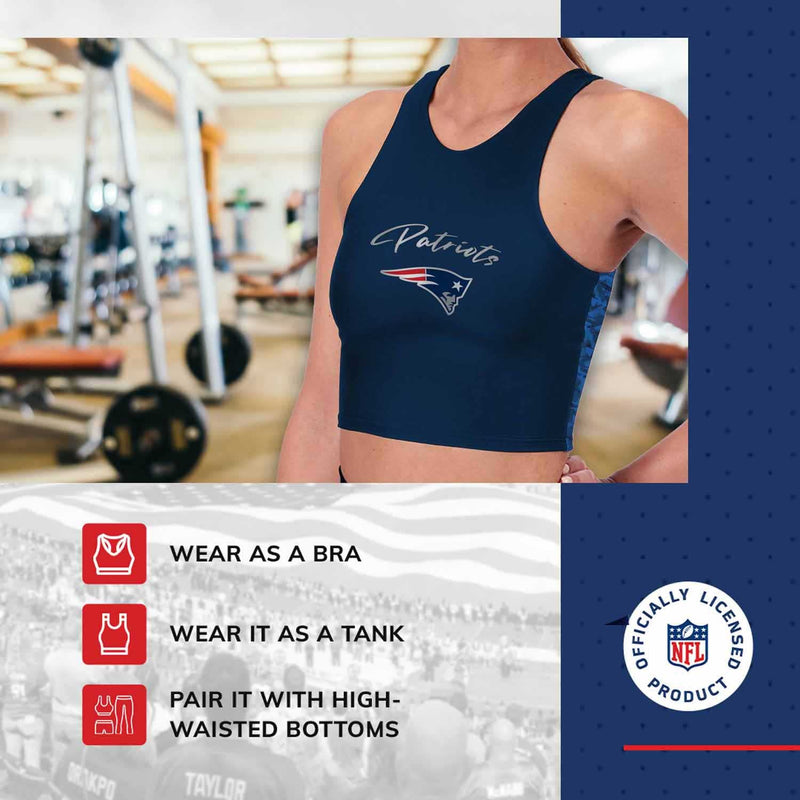 New England Patriots Women's Quick-Dry High-Neck Bra Medium