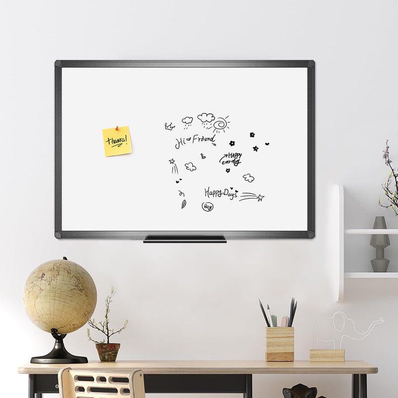 Magnetic Dry Erase Whiteboard 36x24 Inch with Black Aluminum Frame