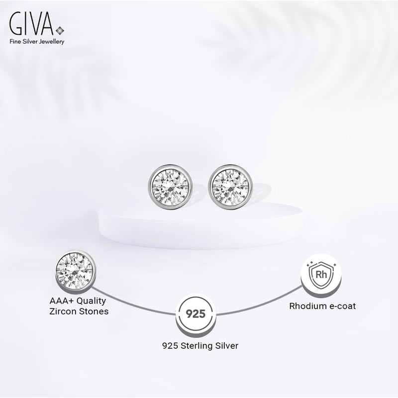 GIVA 925 Sterling Silver Earrings For Women Hypoallergenic Zirconia Stone Stud Earrings