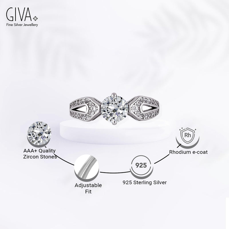 GIVA 925 Sterling Silver Hypoallergenic Adjustable Rings for Women and girls