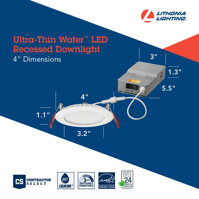 Lithonia Lighting 4 Inch Led Ultra Thin Recessed Downlight Selectable Cct