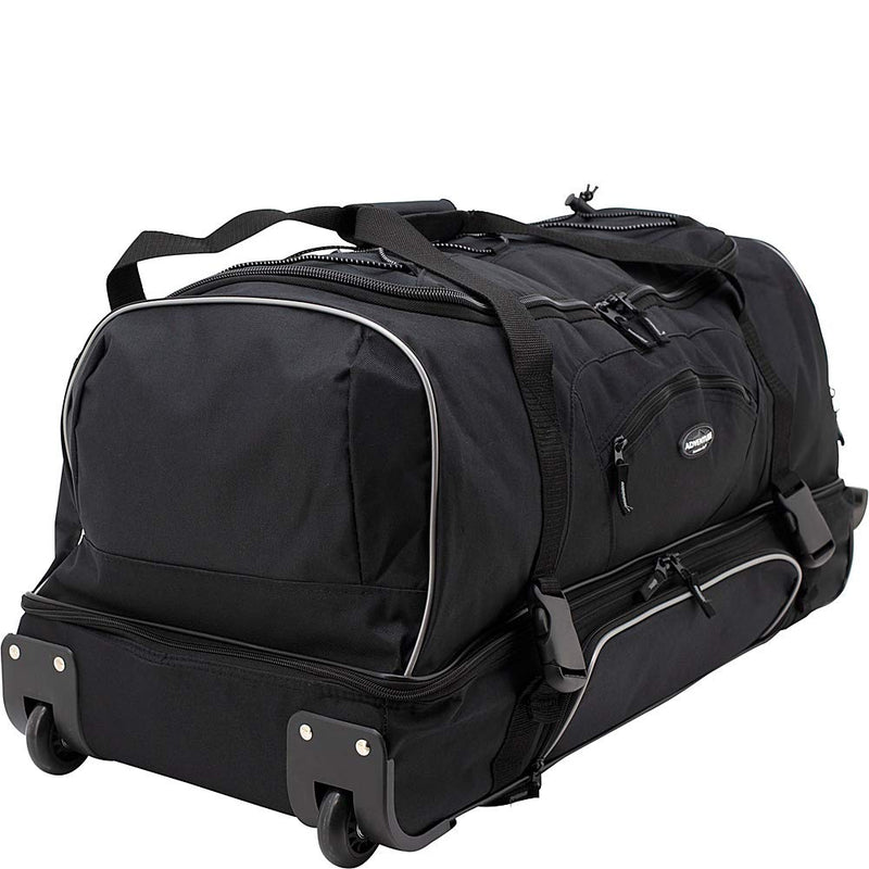 22-Inch Black Rolling Travel Duffel Bag with Wheels and Pockets