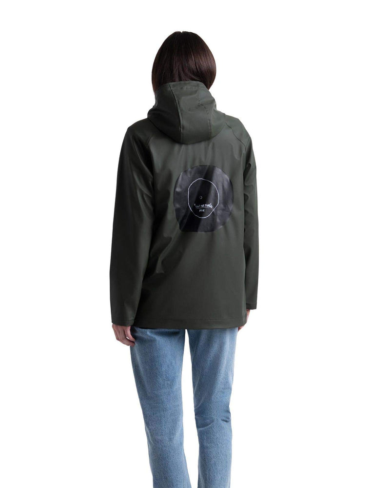 Herschel Rainwear Jacket Basquiat Now's The Time Dark Olive Women Waterproof Coated Polyester Stretch Fabric Welded Raglan Seams And Soft-Touch Fabric Interior (Small)