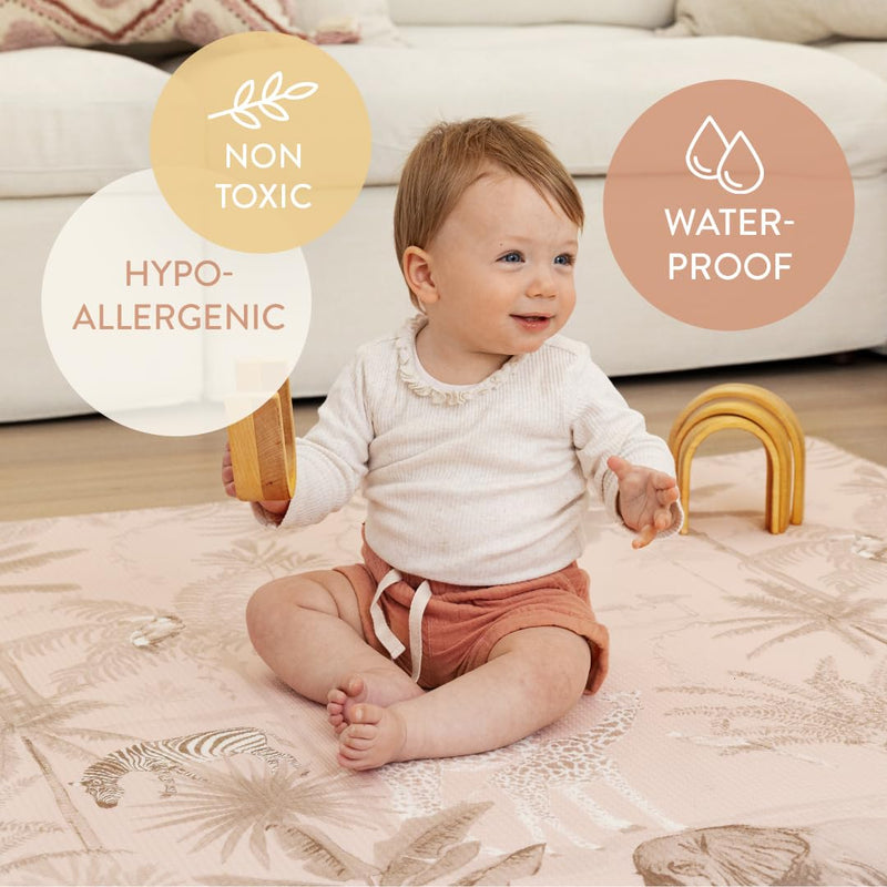 Berry Lane Large Non Toxic Baby Play Mat Boho Desert Pink Jungle