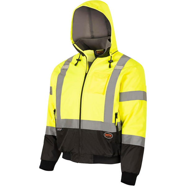 Pioneer HI VIS Safety Bomber Jacket with Detachable Hood Medium