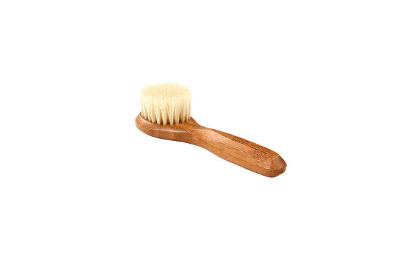 Natural Bristle Facial Cleansing Brush with Wood Handle 6.2 Inch