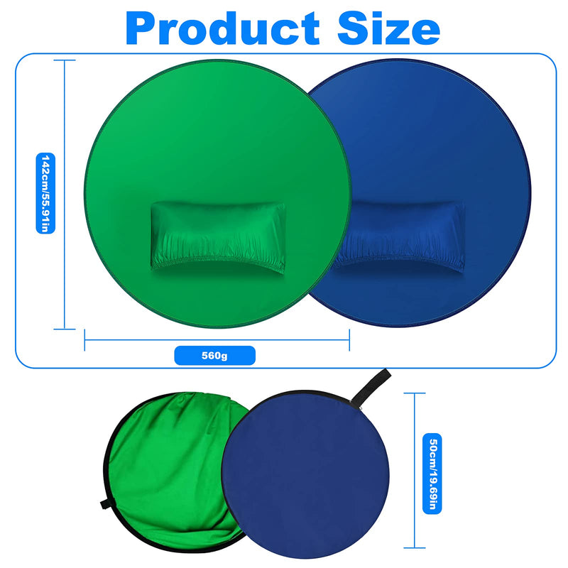 Double-Sided Green/Blue Collapsible Webcam Backdrop 4.7ft