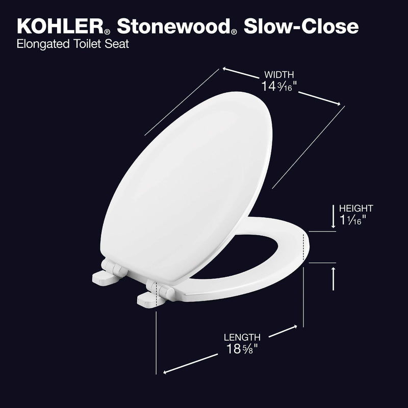 Kohler Stonewood Quiet-Close Elongated Toilet Seat White