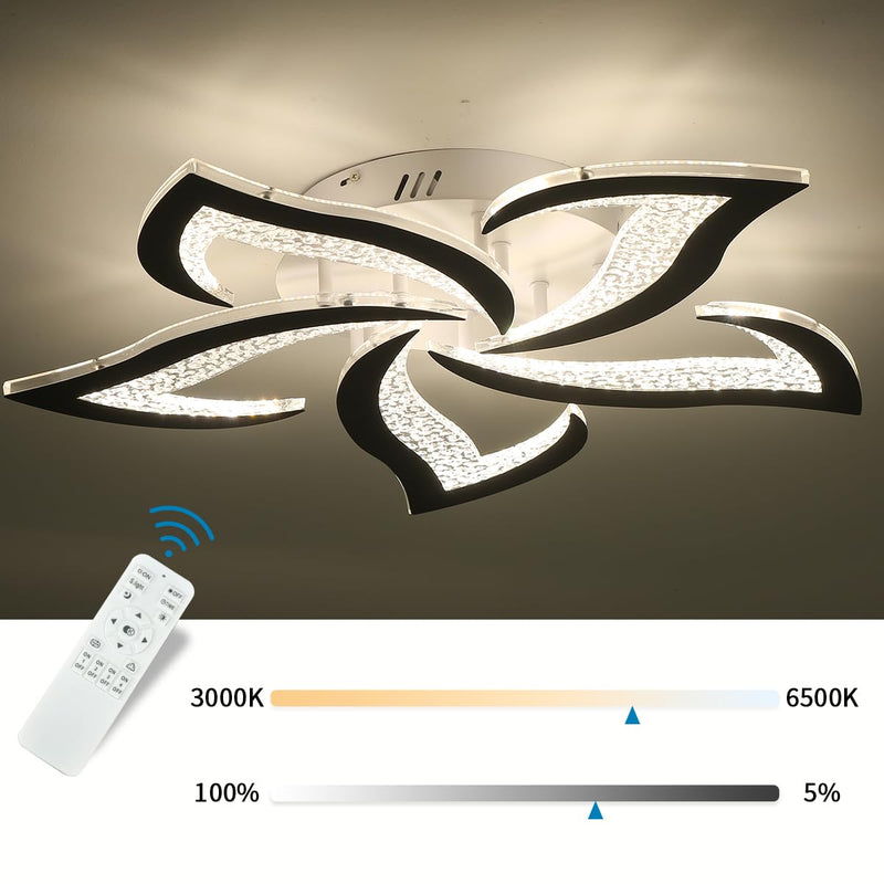 Garwam Modern LED Ceiling Lights Black Dimmable Flower Ceiling Light Chancelier