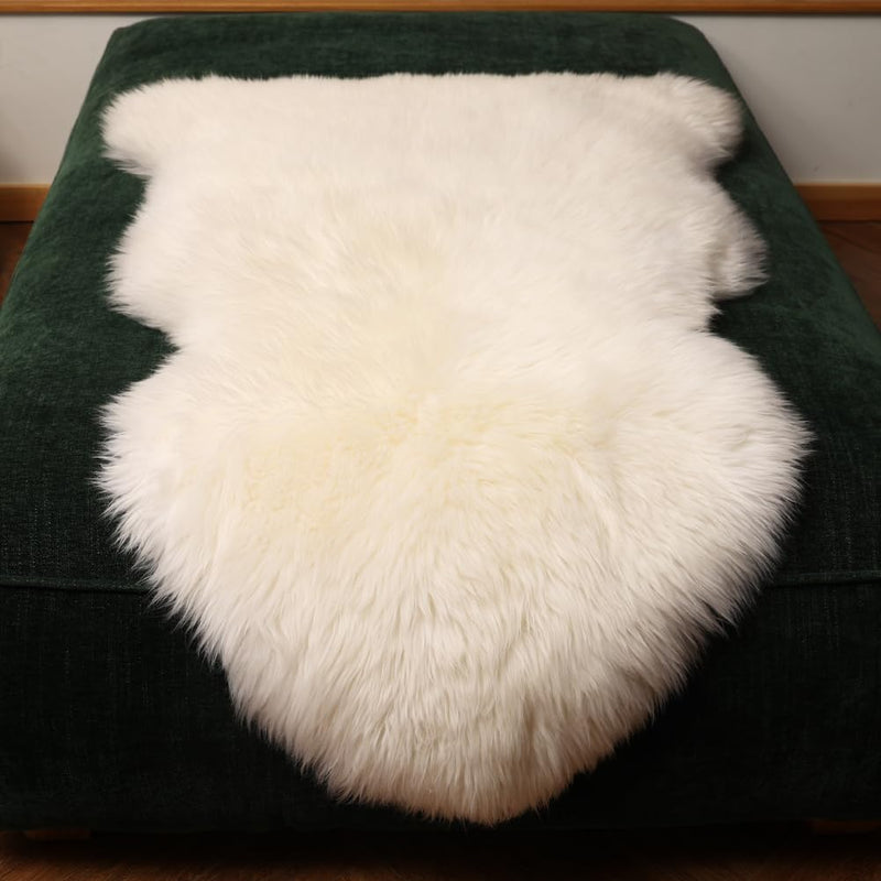 Ivory Sheepskin Area Rug - Premium Wool Lambskin 2 x 3 ft