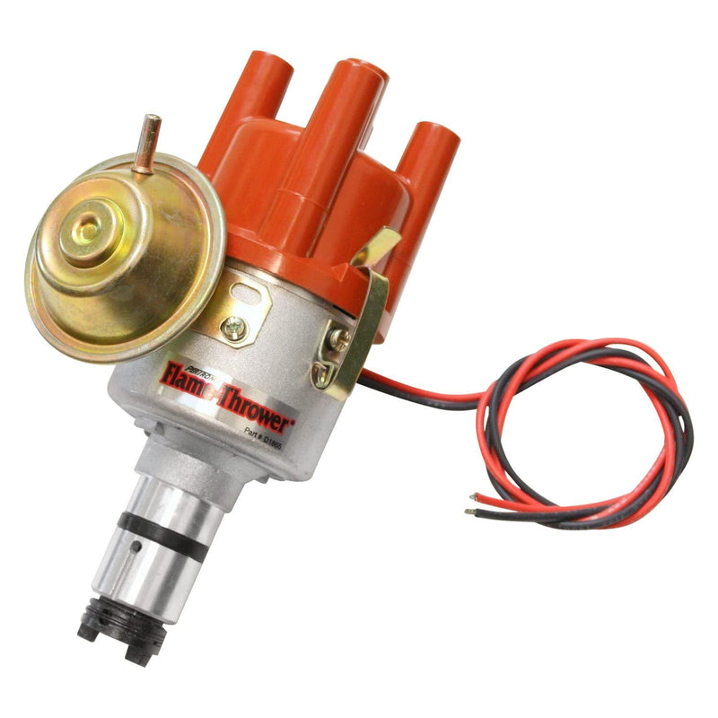 Pertronix D186504 Flame-Thrower VW Type 1 Engine Plug and Play Vacuum Advance Cast Electronic Distributor with Ignitor Technology