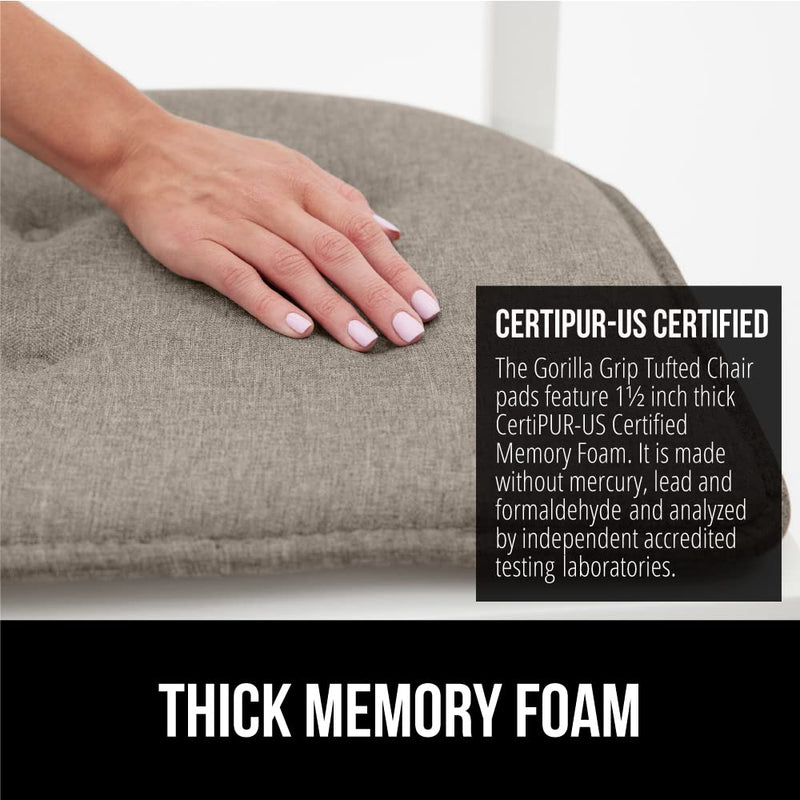 Gorilla Grip Memory Foam Chair Cushions Set of 2 - 16x17 Beige