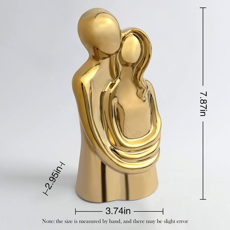 Notakia Hugging Couple Gold Statue Modern Romantic Home Office Decor