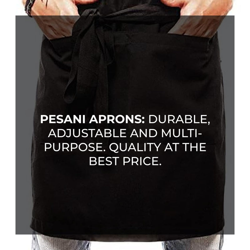 PESANI Gabardine Cotton Bib Apron with Pockets Adjustable Cooking Apron