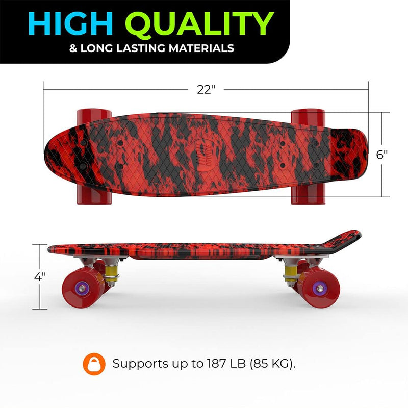 22-Inch High Bounce Mini Cruiser Skateboard with PU Wheels