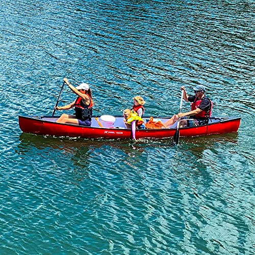 Expedition Canoe for Family or Fishing 15.8ft | 2 to 4 Person | Comfortable Seats with 2 Paddles | Lightweight Stable & Easy to Maneuver | 950lb Capacity to Hold All Your Gear | Familia Canoa