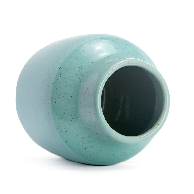 Teal Ceramic Vase for Modern Home Decor, 7.5" Height