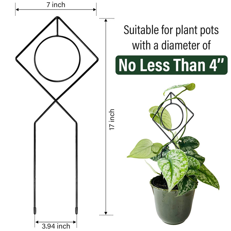 Black Plant Support Trellis for Small Potted Plants 17 x 7 Inches