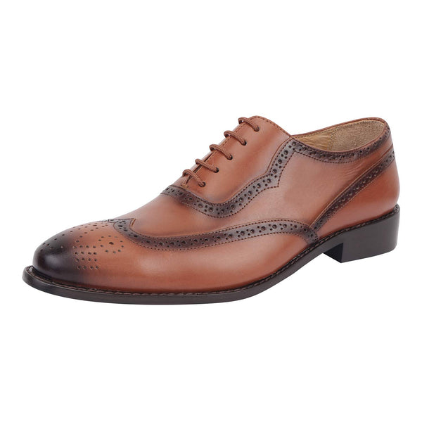 LIBERTYZENO Mens Wingtip Genuine Leather Oxford Dress Shoes 920 Tan