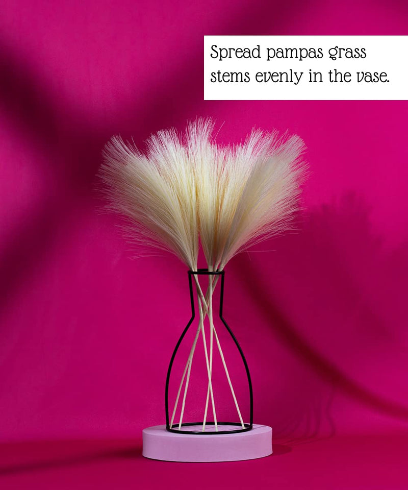 Artificial Pampas Grass With Vase 5 Faux Branches for Dried Florals