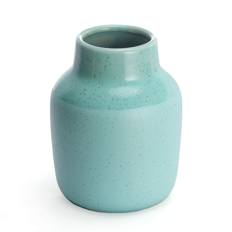 Teal Ceramic Vase for Modern Home Decor, 7.5" Height