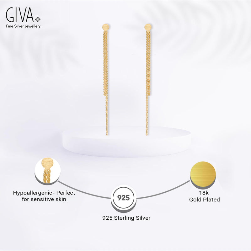 GIVA 925 Sterling Silver Hypoallergenic Golden Minimal Dangle Earrings