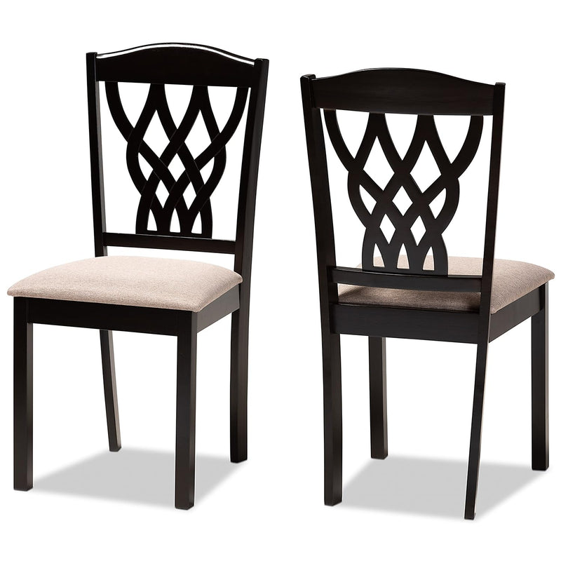 Baxton Studio Delilah Modern Fabric Dining Chair Set Sand & Dark Brown 2 Pk