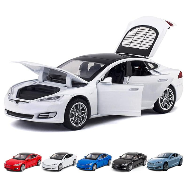 1 or 32 Scale Diecast Model S Car Toy with Sound and Light White