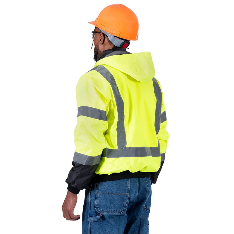 Pioneer HI VIS Safety Bomber Jacket with Detachable Hood Medium