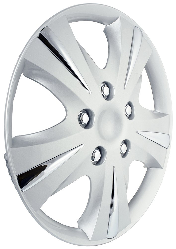 Silver 15" Universal Fit Wheel Covers Pack of 4