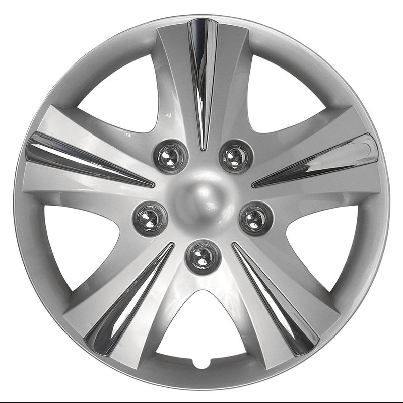 Silver 15" Universal Fit Wheel Covers Pack of 4