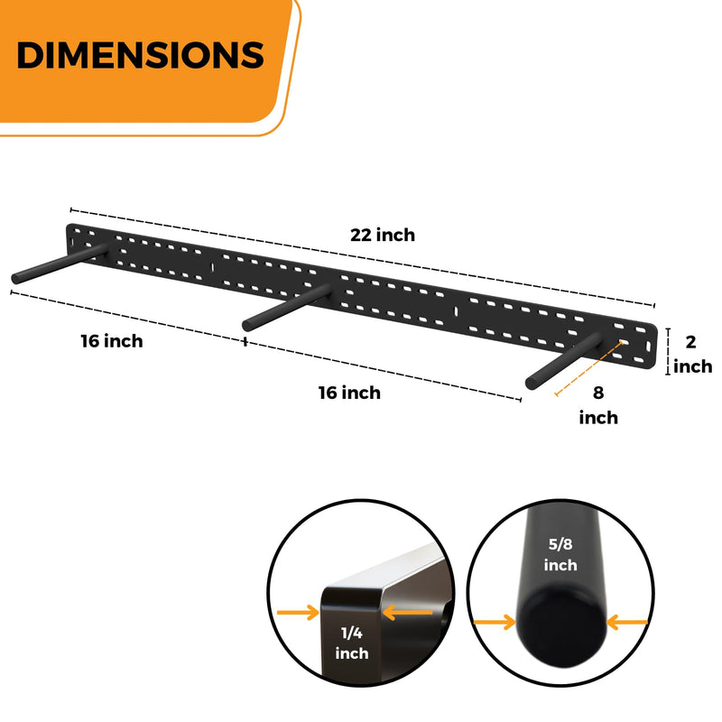 Heavy Duty Steel Floating Shelf Brackets 8 Inch Rods 38 Inch Backplate