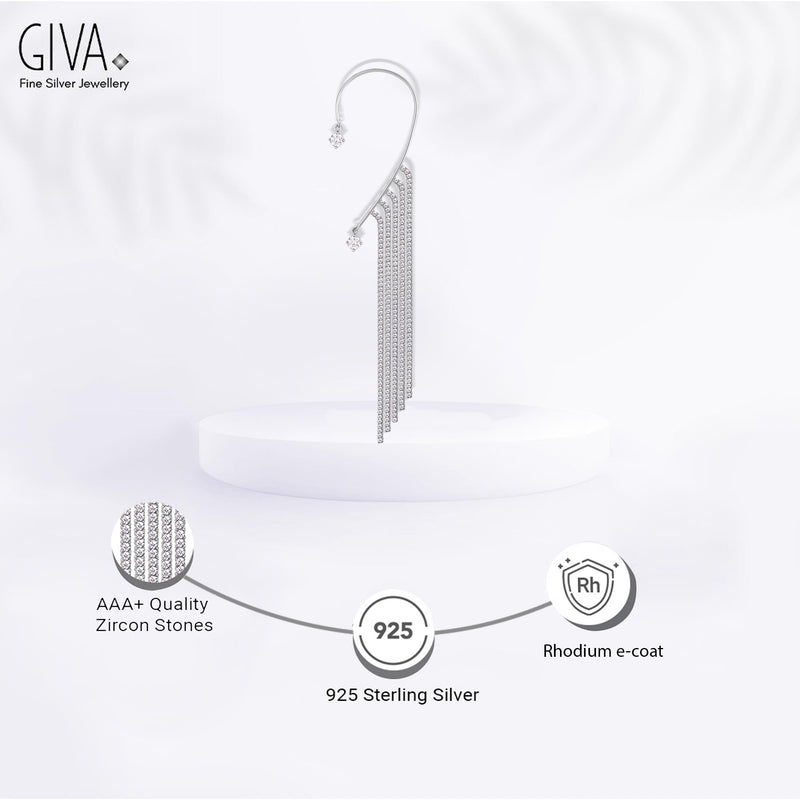 GIVA 925 Sterling Silver Hypoallergenic Dazzling Dangler Ear Cuff