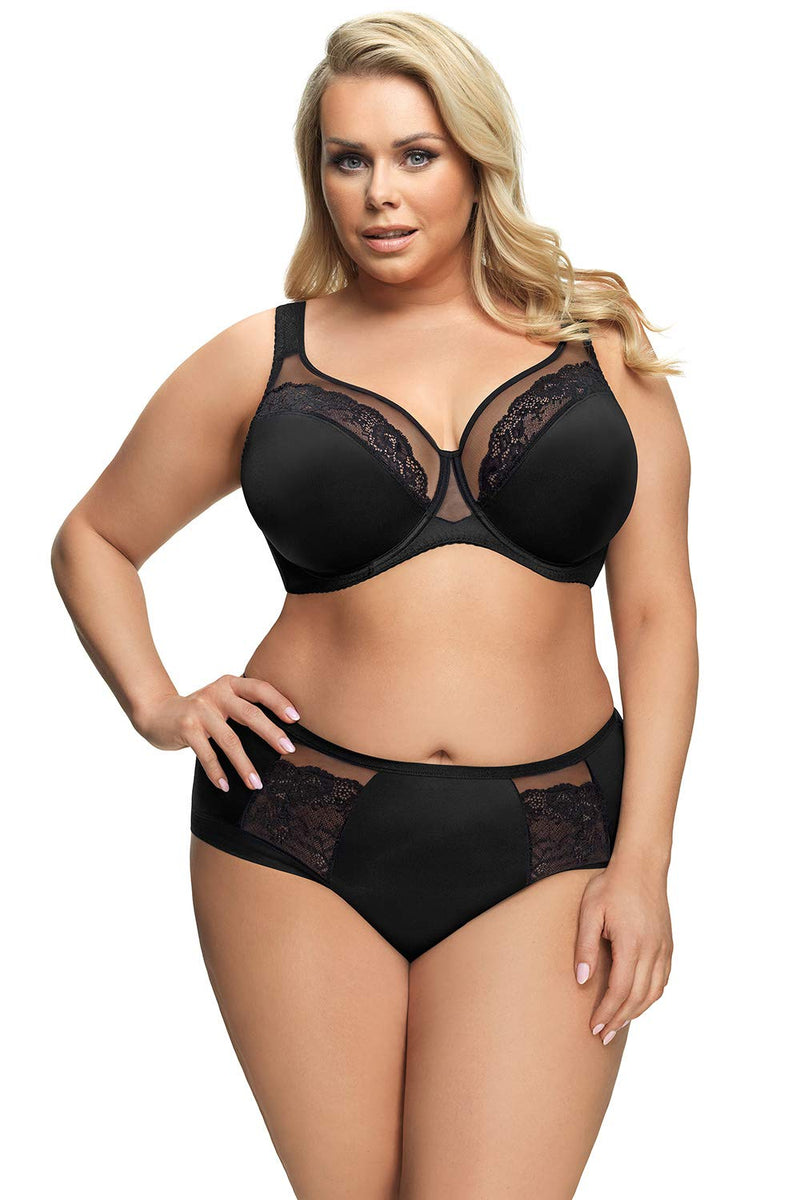 Gorsenia K441 Women's Luisse Black Underwired Full Cup Bra 40E DD UK