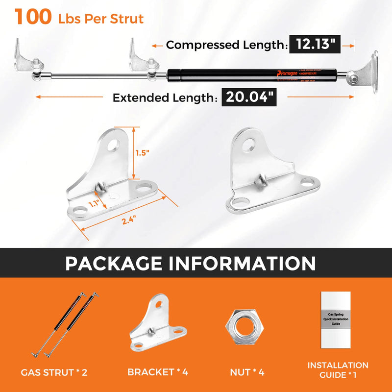 Pamagoo 20" 100 Lbs Gas Struts for RV Bed & Heavy Lid Lift