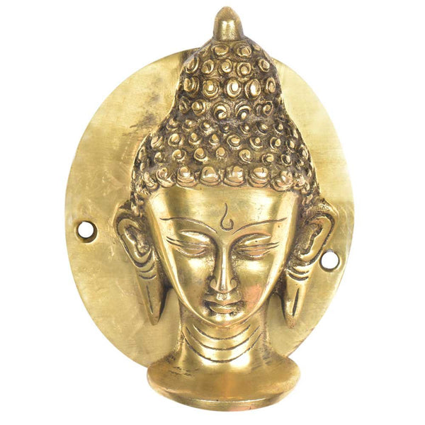 Indian Brass Buddha Door Knocker - Gold Vintage Home Door Decor 13.97 Cm