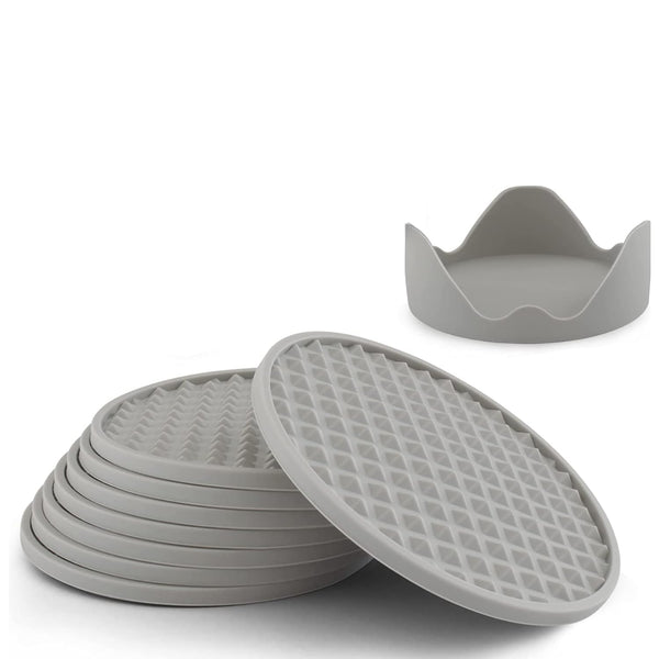 Barvivo Silicone Coasters with Holder Set of 8 Cup Coasters Gray