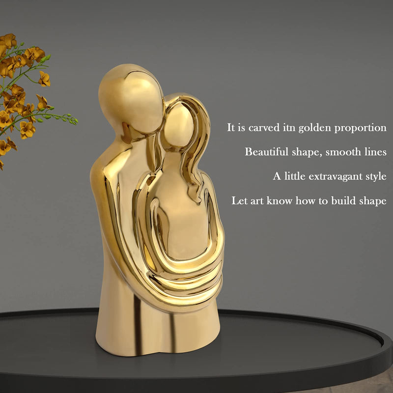 Notakia Hugging Couple Gold Statue Modern Romantic Home Office Decor