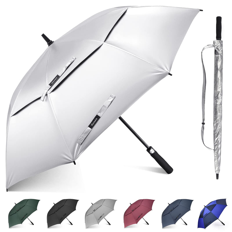 Gonex 62 Inch Windproof Silver Golf Umbrella with UV Protection